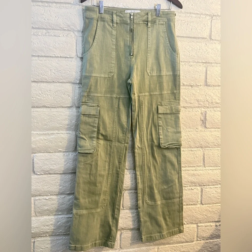 Fashion Nova Olive Green Cargo Pants High Rise Utility Wide Leg Size M